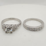 Platinum .90 Carat Round Brilliant Cut Diamond Wedding Set