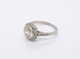 2.18ct European Diamond Ring with Scalloped Halo in Platinum