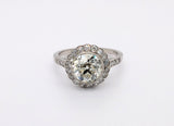 2.18ct European Diamond Ring with Scalloped Halo in Platinum