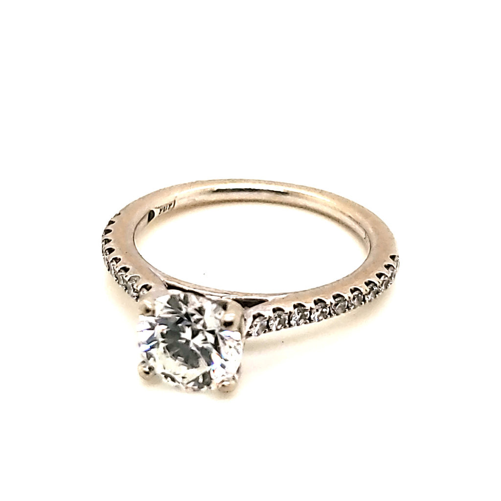14Kt White Gold 1.30 Carat Round Brilliant Cut Diamond Engagement Ring