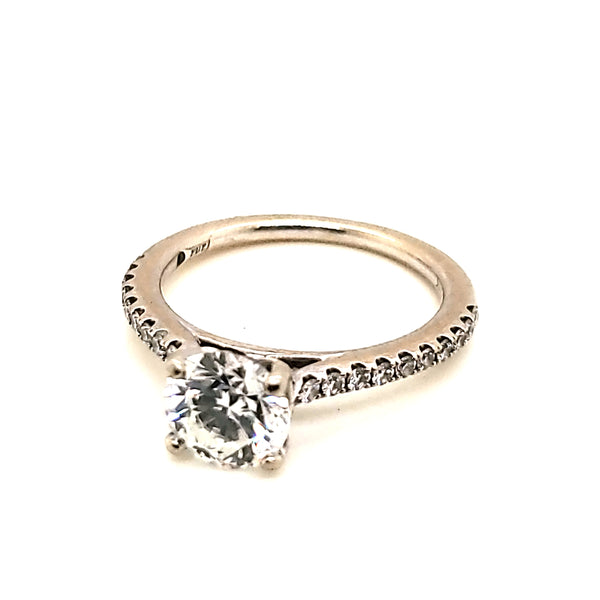 14Kt White Gold 1.30 Carat Round Brilliant Cut Diamond Engagement Ring