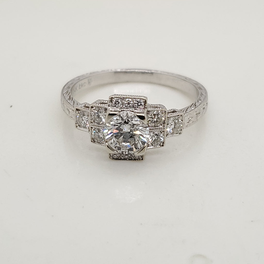 14kt White Gold .60 Carat Round Brilliant Cut Diamond Engagement Ring