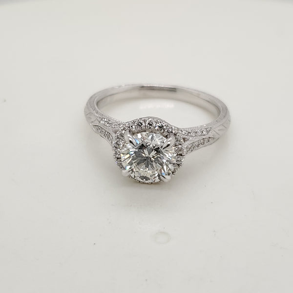 14kt White Gold 1.21 Carat Round Brilliant Cut Diamond Engagement Ring