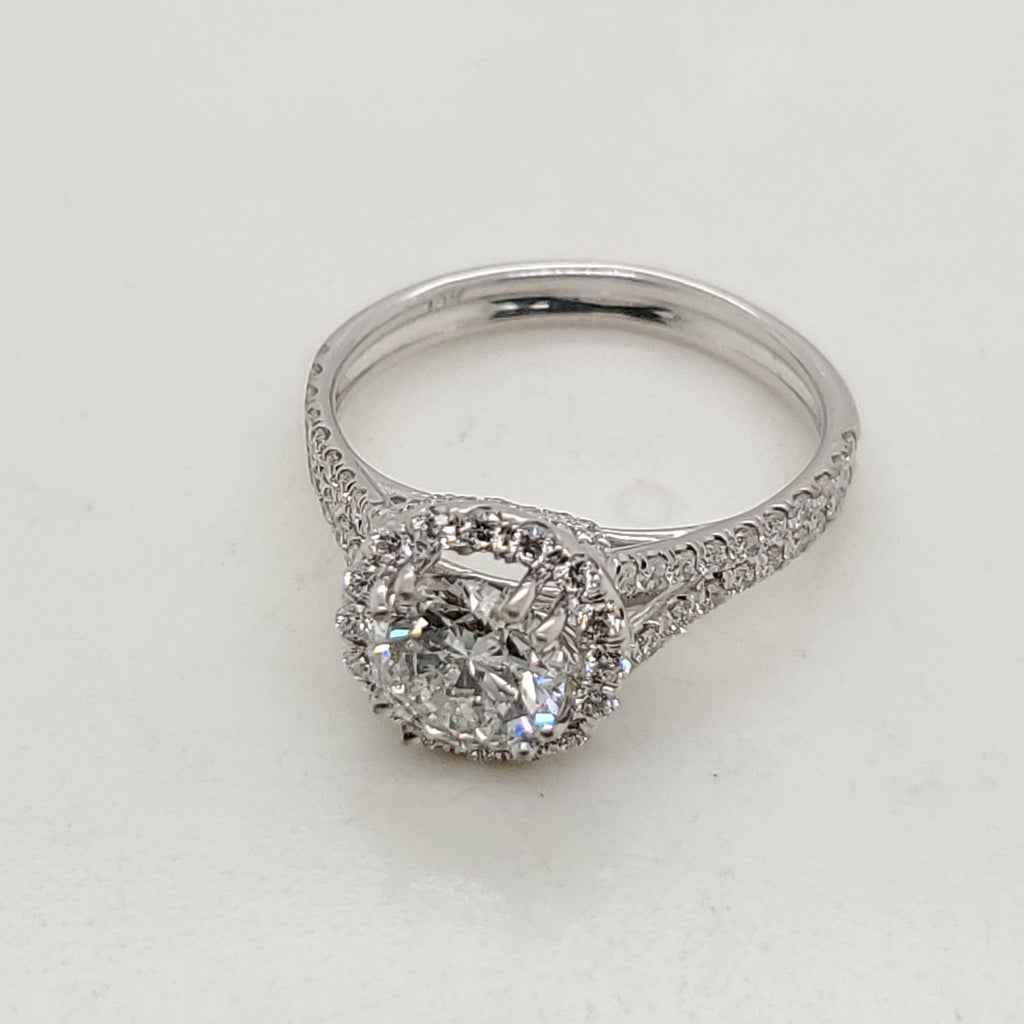 14kt White Gold .90 Carat Round Brilliant Cut Diamond Engagement Ring