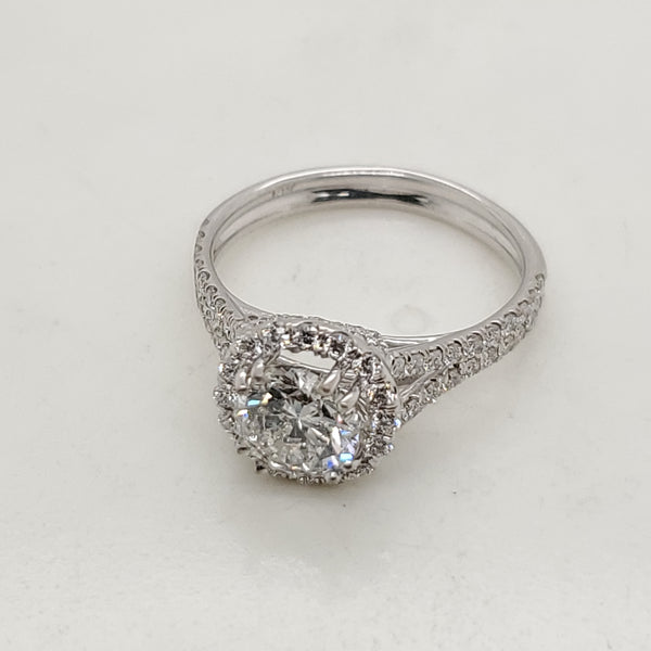 14kt White Gold .90 Carat Round Brilliant Cut Diamond Engagement Ring