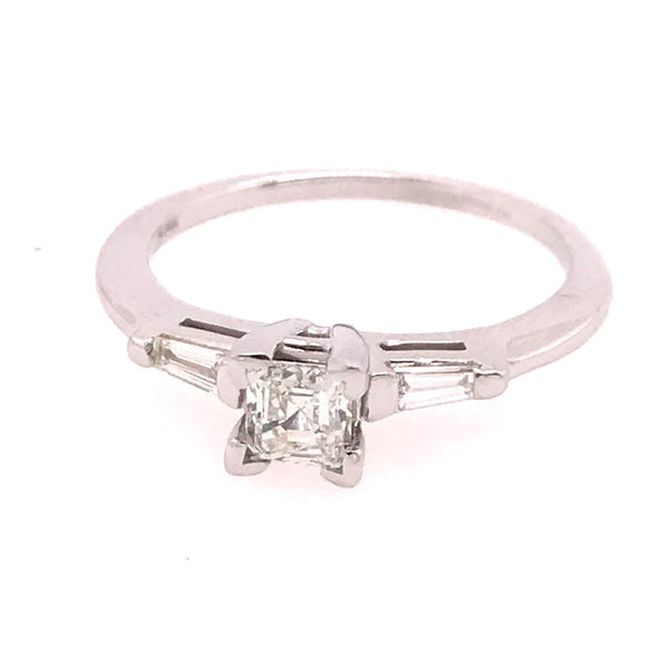 14kt white gold .42 carat old emerald cut diamond engagement ring
