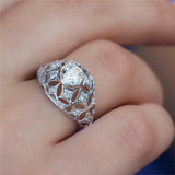 Art Deco style platinum filigree and 1.00 carat round, european cut diamond engagement ring