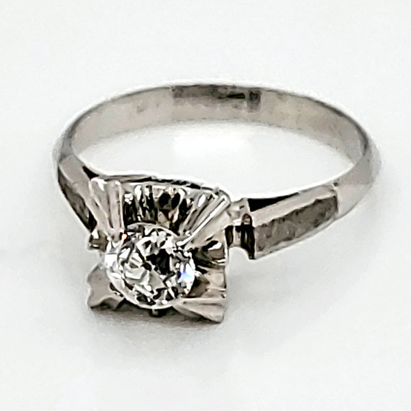 Vintage Palladium .45 carat mine cut diamond ring