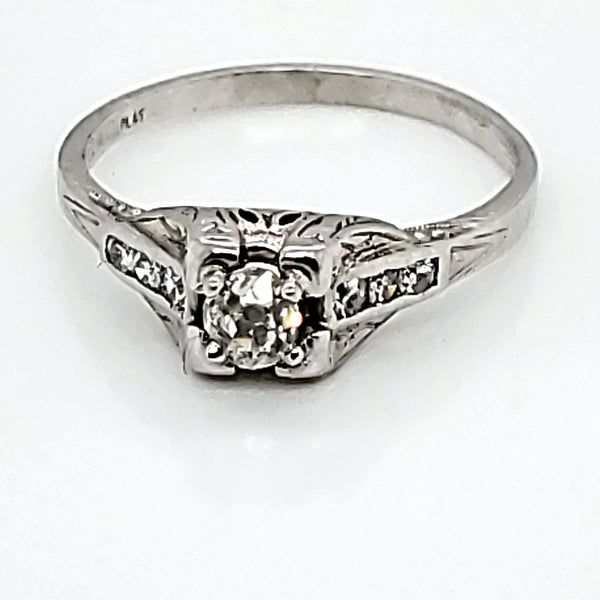 Vintage Platinum .25 carat miine cut diamond engagement ring