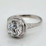 Art Deco 1.31 Carat Round European Cut Diamond Engagement Ring