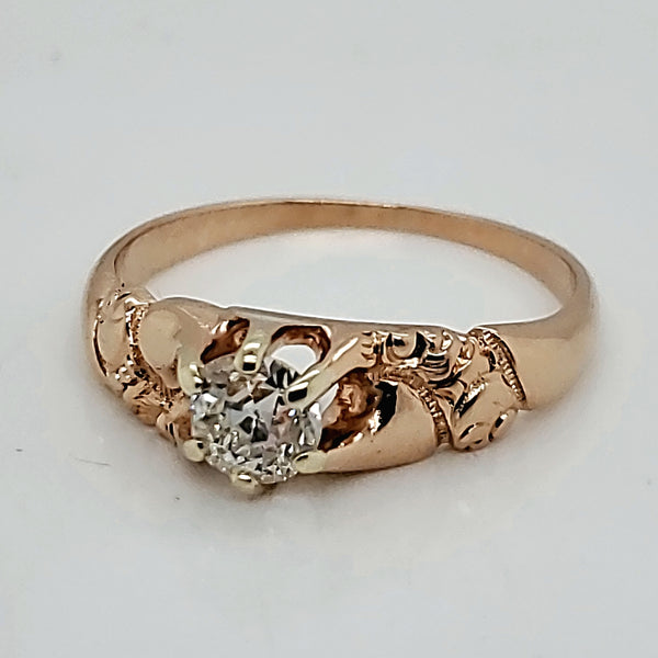 Antique Victorian 14kt Yellow Gold Diamond Engagement Ring