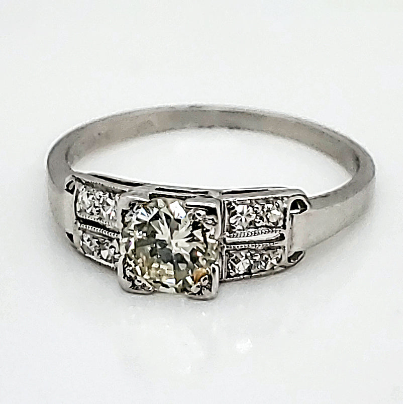 Art Deco Platinum .55 Carat Diamond Engagement Ring