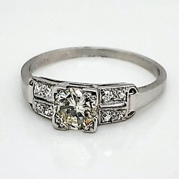 Art Deco Platinum .55 Carat Diamond Engagement Ring