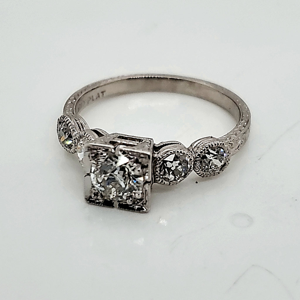 Art Deco Platinum and Diamond Engagement Ring