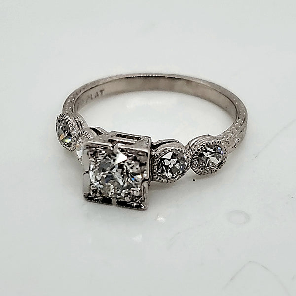 Art Deco Platinum and Diamond Engagement Ring