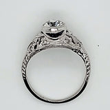 Platinum Art Deco .80 Carat European Cut Diamond Ring with Sapphires