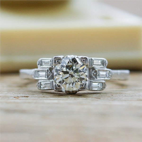 Platinum 1.00 Carat European Cut Diamond Engagement Ring
