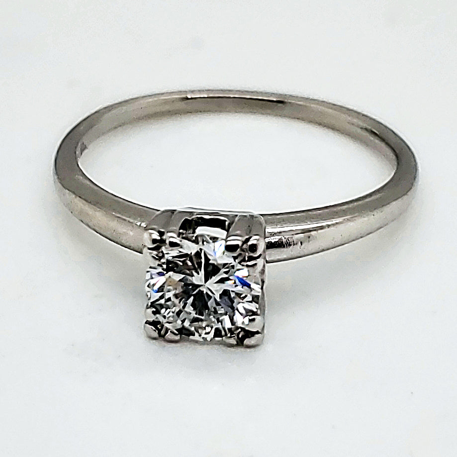 Platinum .55 Carat Transitional Cut Diamond Engagement Ring