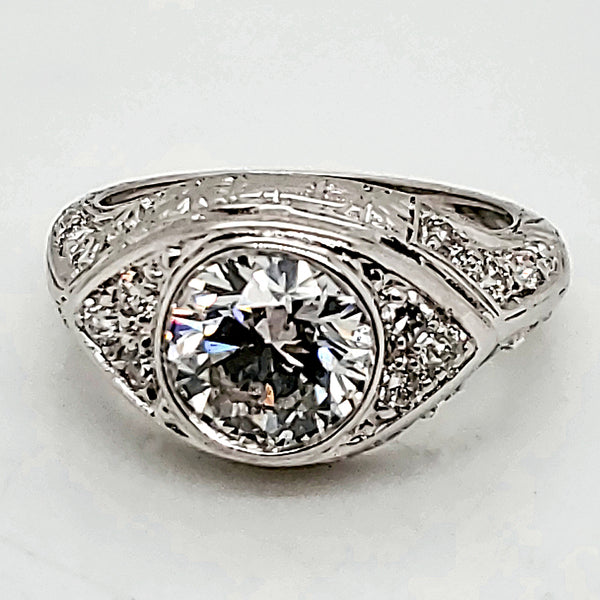 Platinum 2.26 Carat Round Brilliant Cut Diamond Engagement Ring