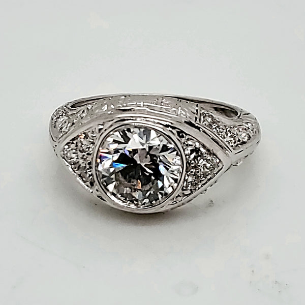 Platinum 2.26 Carat Round Brilliant Cut Diamond Engagement Ring