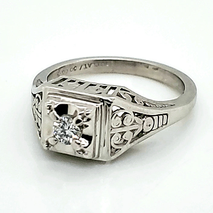 .12 Carat Diamond Platinum Filigree Ring