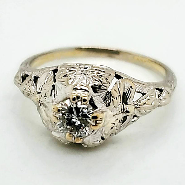 .40 Carat Round European Cut Diamond Art Deco Engagement Ring