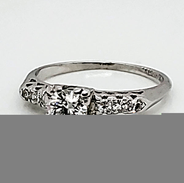 vintage platinum .45 carat european cut diamond engagement ring