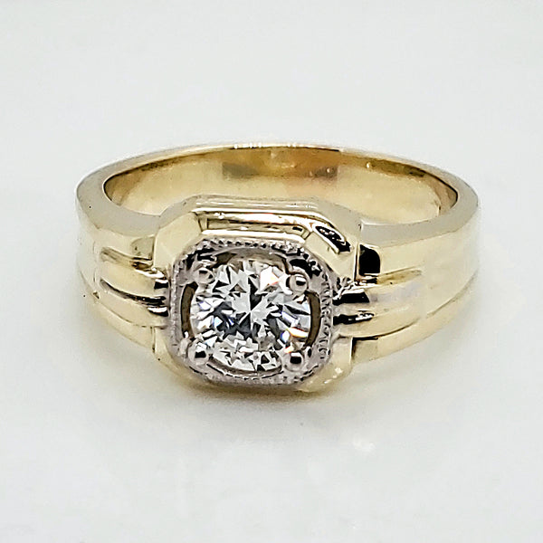 Vintage .56 Carat Round European Cut Diamond Engagement Ring