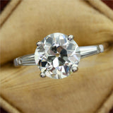 Platinum 3.07 Carat Round European Cut Diamond Engagement Ring