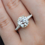 Platinum 3.07 Carat Round European Cut Diamond Engagement Ring