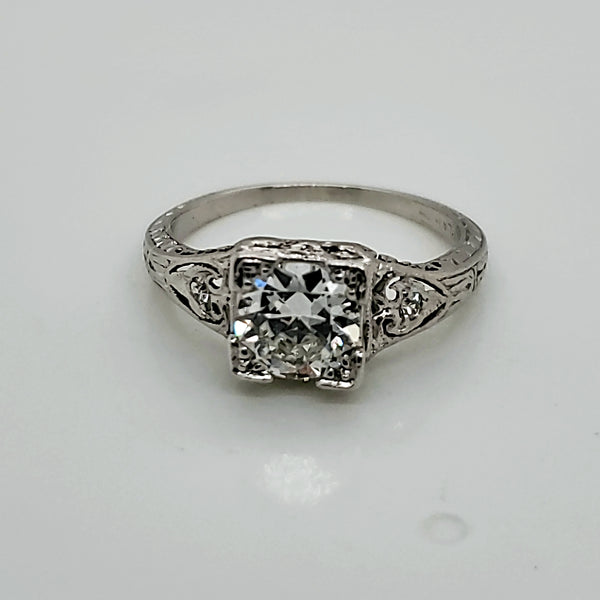 .85 Carat Vintage Round European Cut Diamond Engagement Ring