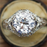 Art Deco Platinum 2.61 Carat European Cut Diamond Ring