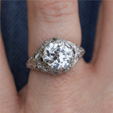 Art Deco Platinum 2.61 Carat European Cut Diamond Ring