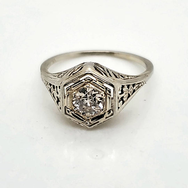 .40 Carat Round European Cut Diamond Art Deco Engagement Ring