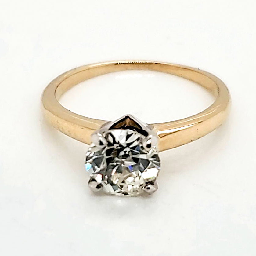 14kt Yellow Gold 1.27 Carat Old Mine Cut Diamond Engagement Ring