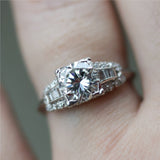 1.25 Carat Round European Cut Diamond Art Deco Engagement Ring