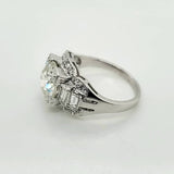 Platinum 3.02 Carat Round European Cut Diamond Art Deco Engagement Ring