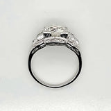 Platinum 3.02 Carat Round European Cut Diamond Art Deco Engagement Ring