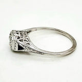 Art Deco .47 Carat Transitional Cut Diamond And Sapphire Engagement Ring