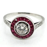 Platinum Diamond And Ruby Engagement Ring