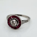 Platinum Diamond And Ruby Engagement Ring