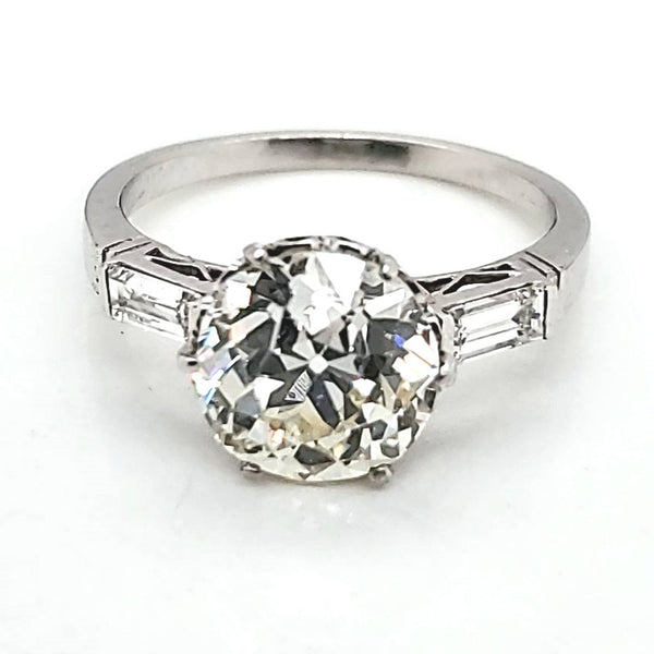 2.75 Carat Mine Cut Diamond Platinum Engagement Ring