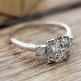 2.44 Carat Vintage Round European Cut Diamond Engagement Ring