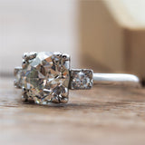 2.44 Carat Vintage Round European Cut Diamond Engagement Ring