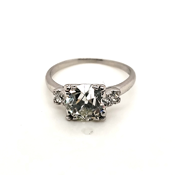 2.44 Carat Vintage Round European Cut Diamond Engagement Ring