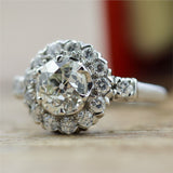 Platinum 1.75 Carat Vintage Round European Cut Diamond Engagement Ring