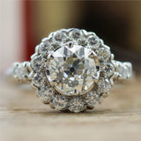 Platinum 1.75 Carat Vintage Round European Cut Diamond Engagement Ring