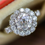 Platinum 1.75 Carat Vintage Round European Cut Diamond Engagement Ring