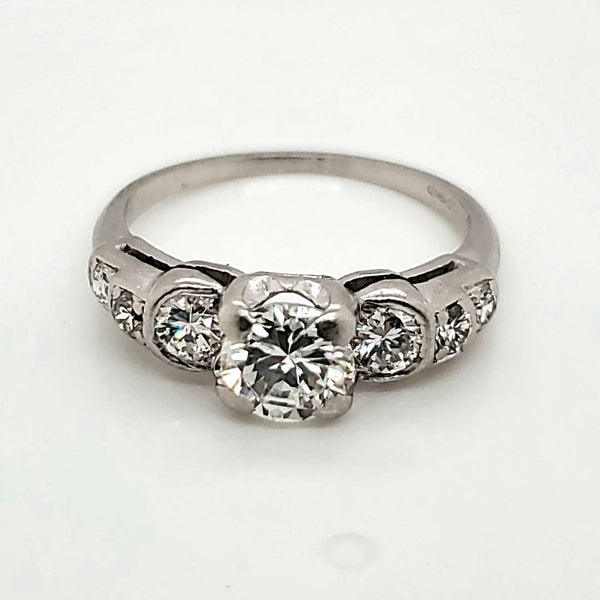 Vintage Platinum .65 Carat European Cut Diamond Engagement Ring