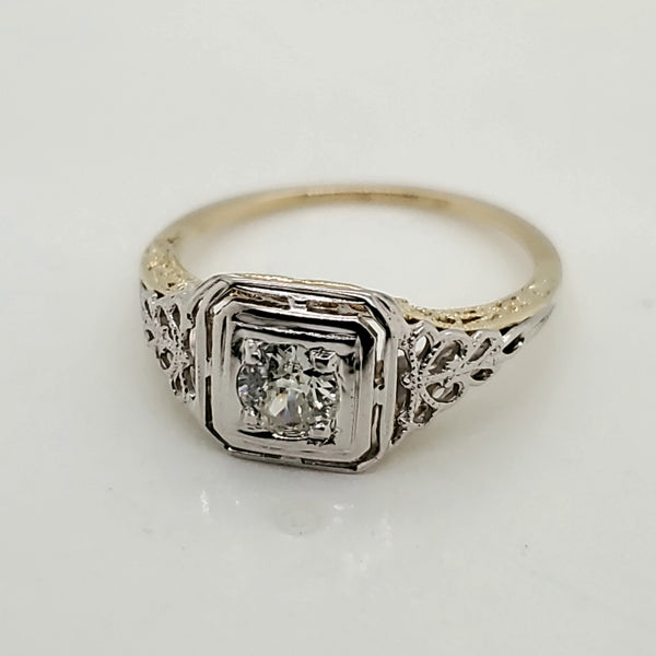 .50 Carat Round European Cut Diamond Art Deco Engagement Ring